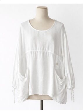 Completo Lino by Arthurio White Lagenlook Linen Blouse Sz XL